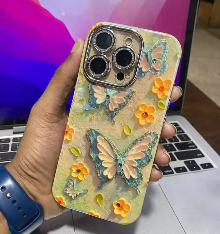 New Design Butterfly Attached Camera Protection Case For iphone 12 To 16 Pro Max