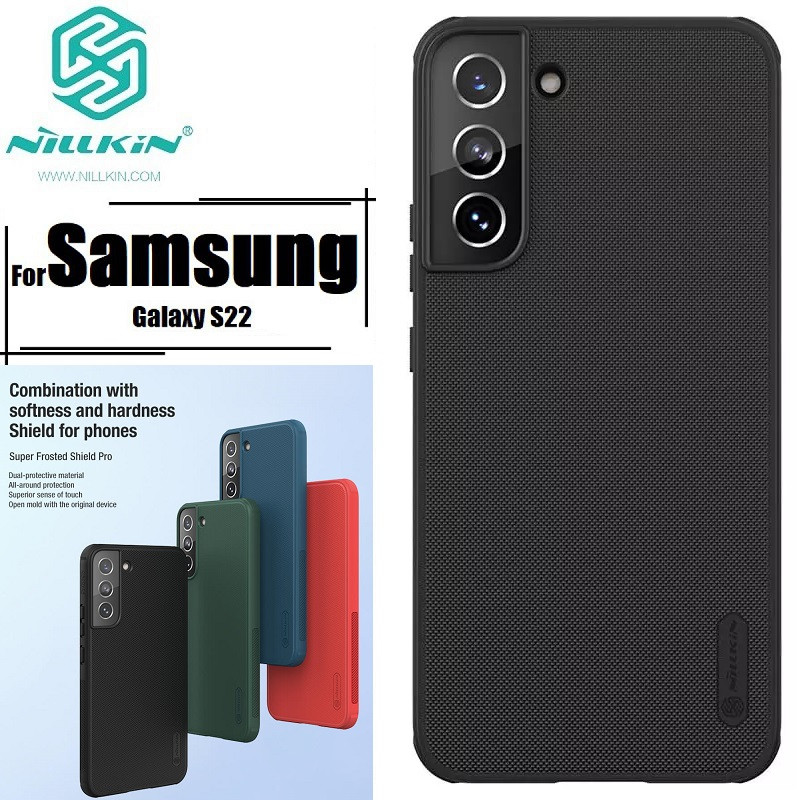 Nillkin ( Galaxy S22 5G ) Hard PC + TPU Case for Samsung Galaxy S22 5G Phone Cases Luxury Frosted PC + TPU Hard Protection Back Cover - BLACK