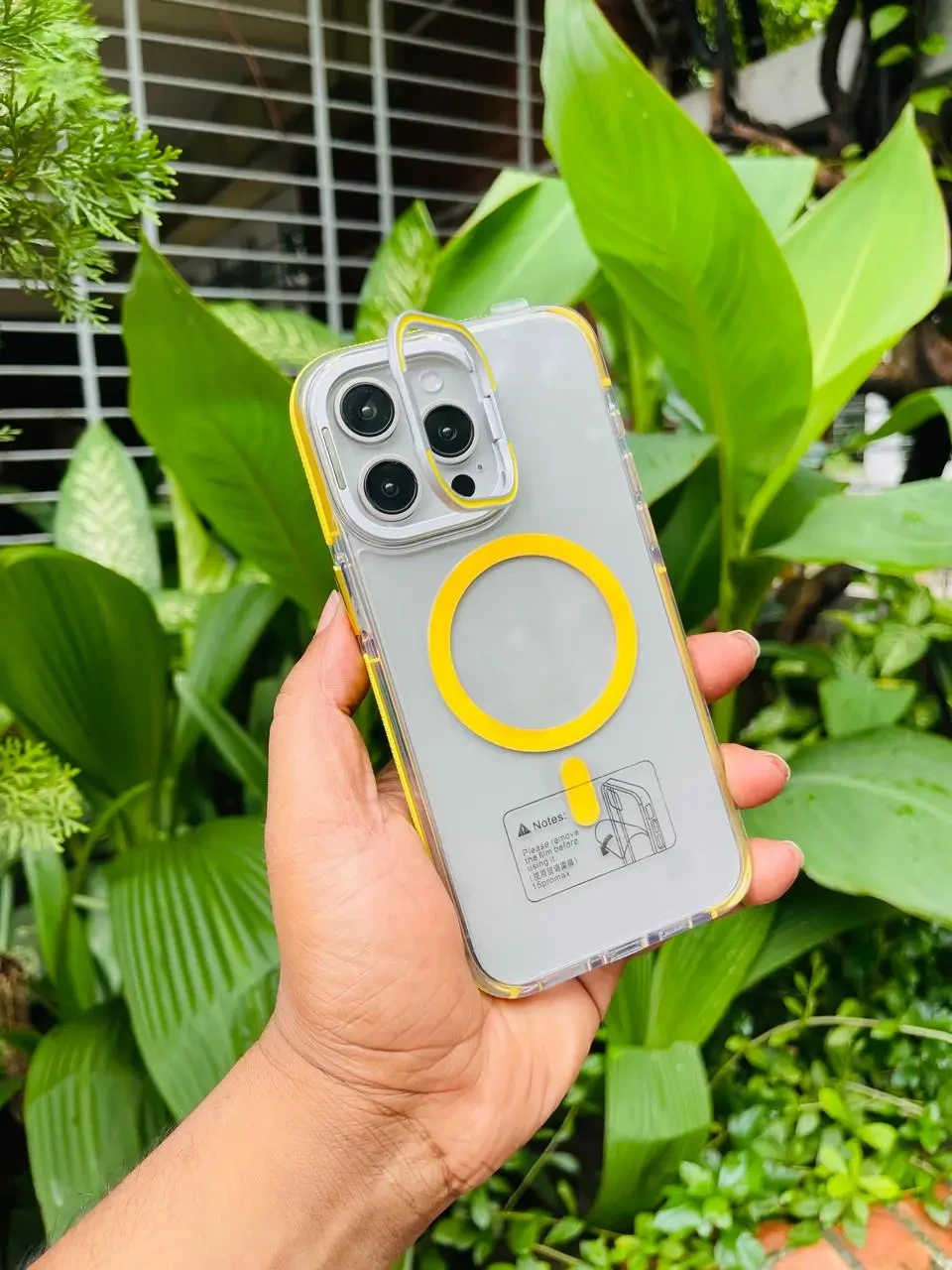 10F Drop tested anti yellow magsafe with stand for 12 to 15 pro max