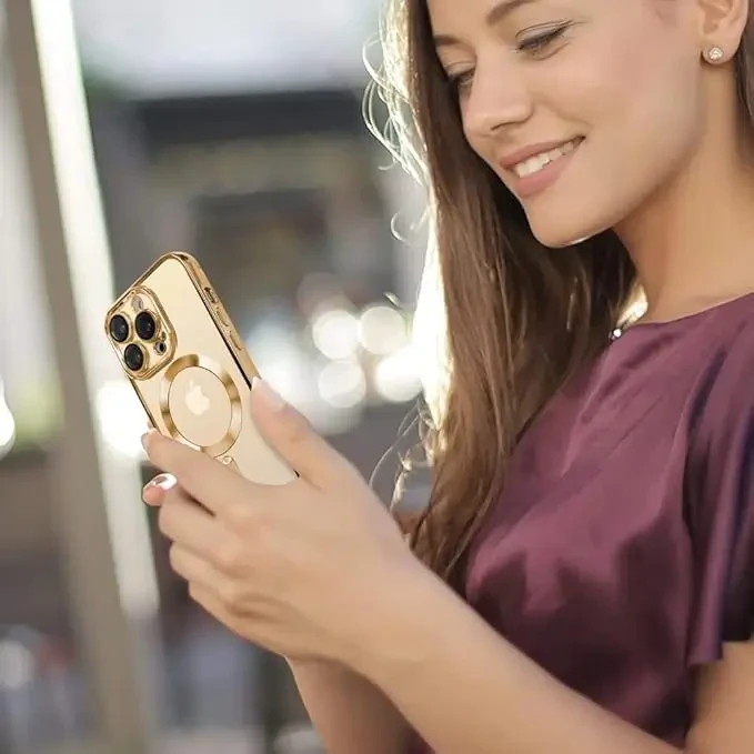 OOK Phone Case Made for iPhone 11 Pro Max (6.5 Inch) with Camera Lens Protector (Compatible with MagSafe) Anti-Scratch Shockproof Slim Magnetic Phone Cover for Women Men - Gold