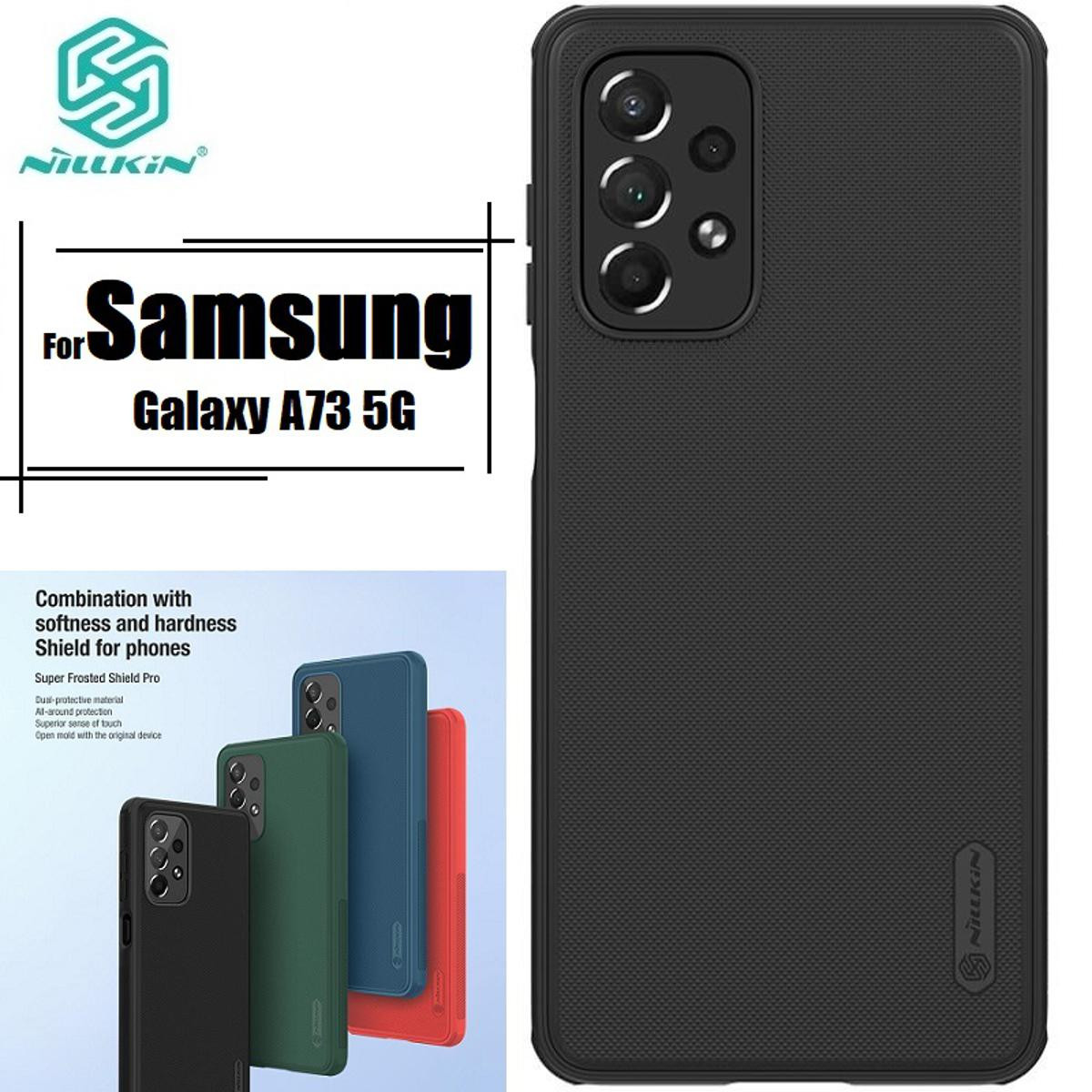 Nillkin (Galaxy A73 5G)  Hard PC + TPU Case for Samsung Galaxy A73 5G Phone Cases Luxury Frosted PC + TPU Hard Protection Back Cover - Black